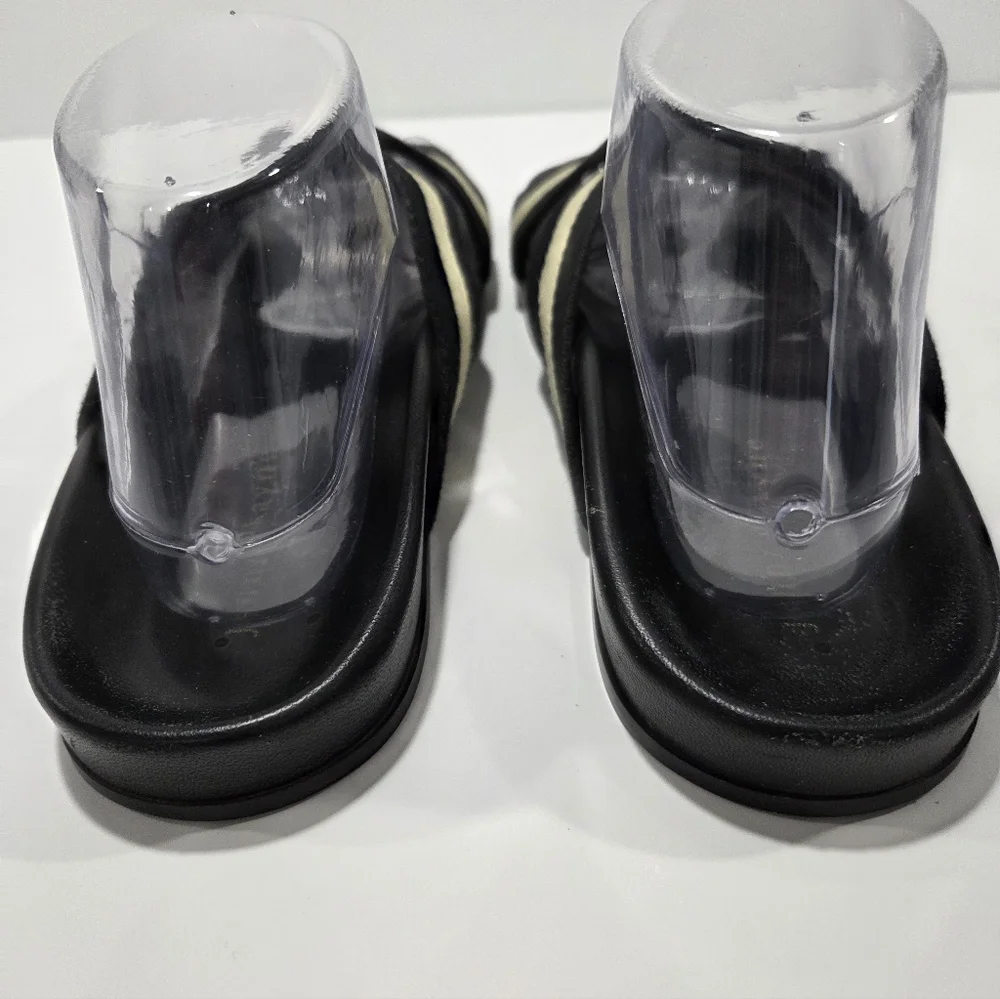 Jenni Kayne Black and Cream Crisscross Slide Sandals